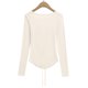 thumbnail image 4 of Ailaofu Women's Long Sleeve Cardigan Sweater V Neck Bow Tie Front Lightweight Shrug Sweater, 4 of 5