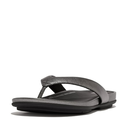 FitFlop Gracie Leather Flip-Flops Classic Pewter Mix 10 M (B) | Walmart ...