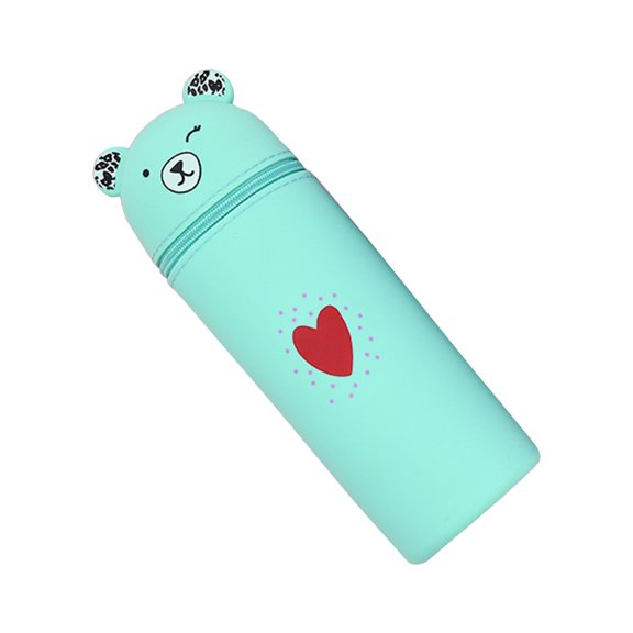 ROZYARD Cartoon Bear Pencil Holder Silicone Pen Bag Zippered Pen Case Pencil Pouches