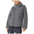 thumbnail image 4 of Zshosam Jackets for Girls Toddler Girls Boys Fleece Jacket Kids Fleece Zipper Jacket Soft Fall Winter Warm Outerwear with Pockets Size 5T 6T,(Light Gray 5-6 Years), 4 of 9