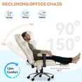 thumbnail image 2 of Massage & Heated Office Chair with Foot Rest, Ergonomic Executive Office Chair with Reclining Backrest, Adjustable Arms and Lumbar Support, High Back Leather Desk Chairs for Home Office, Beige, 2 of 6