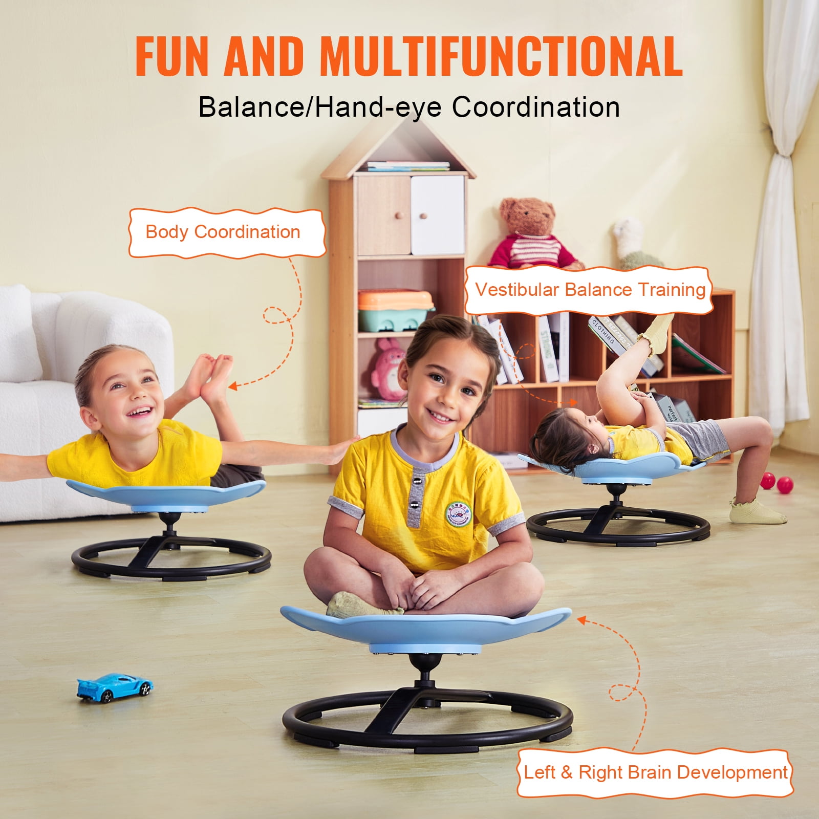 KFFKFF Children's Rotating Chair, Supports 220 lbs, Offers 360-Degree Rotation, Designed as a Sensory Toy for Children with Autism, Features a Sturdy, Idea Gift for Kids, Non-Slip Base