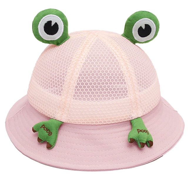 Sombrero de malla transpirable para niños con circunferencia de la cabeza de 48 a 52 cm, sombrero para el sol, sombrero de verano con dibujos de rana, sombrero de pescador para bebé
