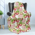 thumbnail image 4 of Victorian Soft Flannel Fleece Blanket, Apple Tree in Summer Time with Flowers Nature Scenery Cultural Artwork Print, Cozy Plush for Indoor and Outdoor Use, 50" x 70", Red White Green, by Ambesonne, 4 of 5