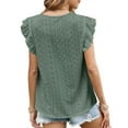 thumbnail image 7 of Moxiu Tiered Ruffle Tops for Women,Womens Summer Tops Crewneck Eyelet Short Sleeve Blouses Elegant Dressy Casual Babydoll Shirts 2025 Army Green,S, 7 of 7