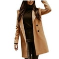 thumbnail image 2 of Tejiojio Clearance Jackets Ladies Fashion Solid Color Lapel Mid-length Button Woolen Coat Jacket, 2 of 5