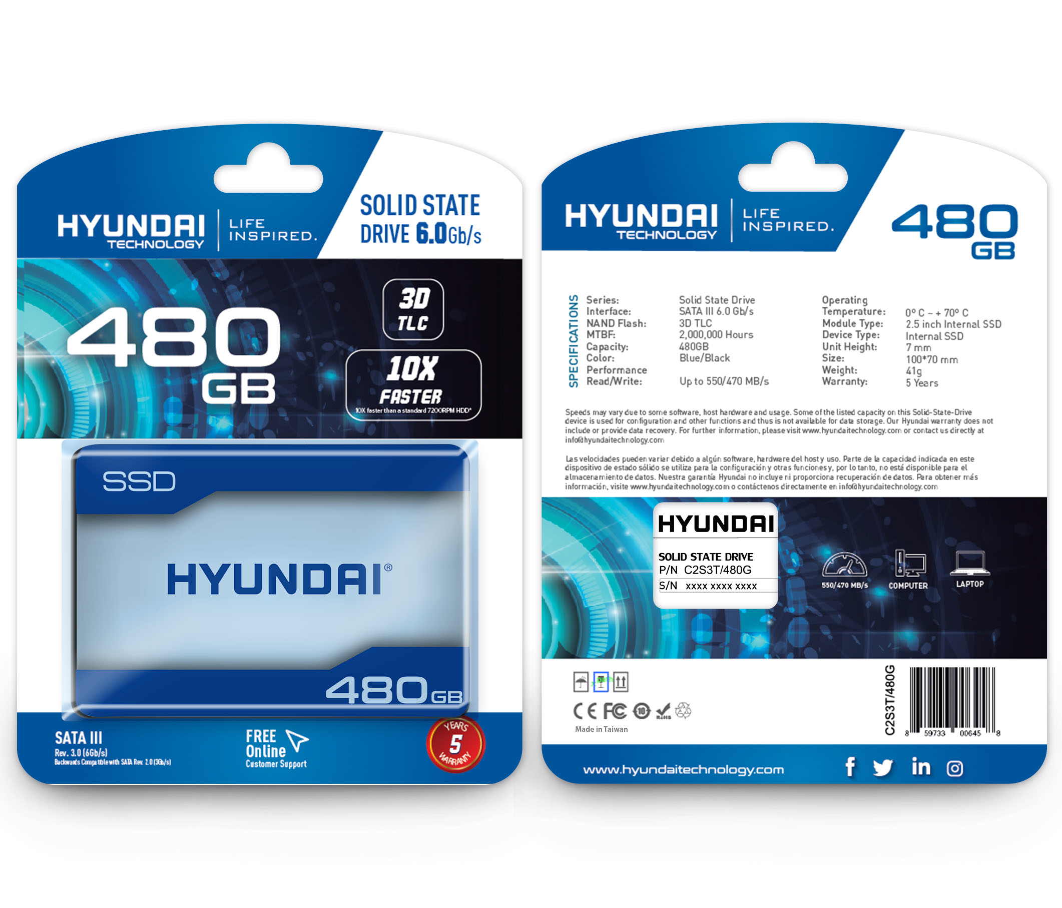 Hyundai 480GB Internal Solid State Drive 2.5"- SATA(SATA/600) - 500 MB/s - image 4 of 6