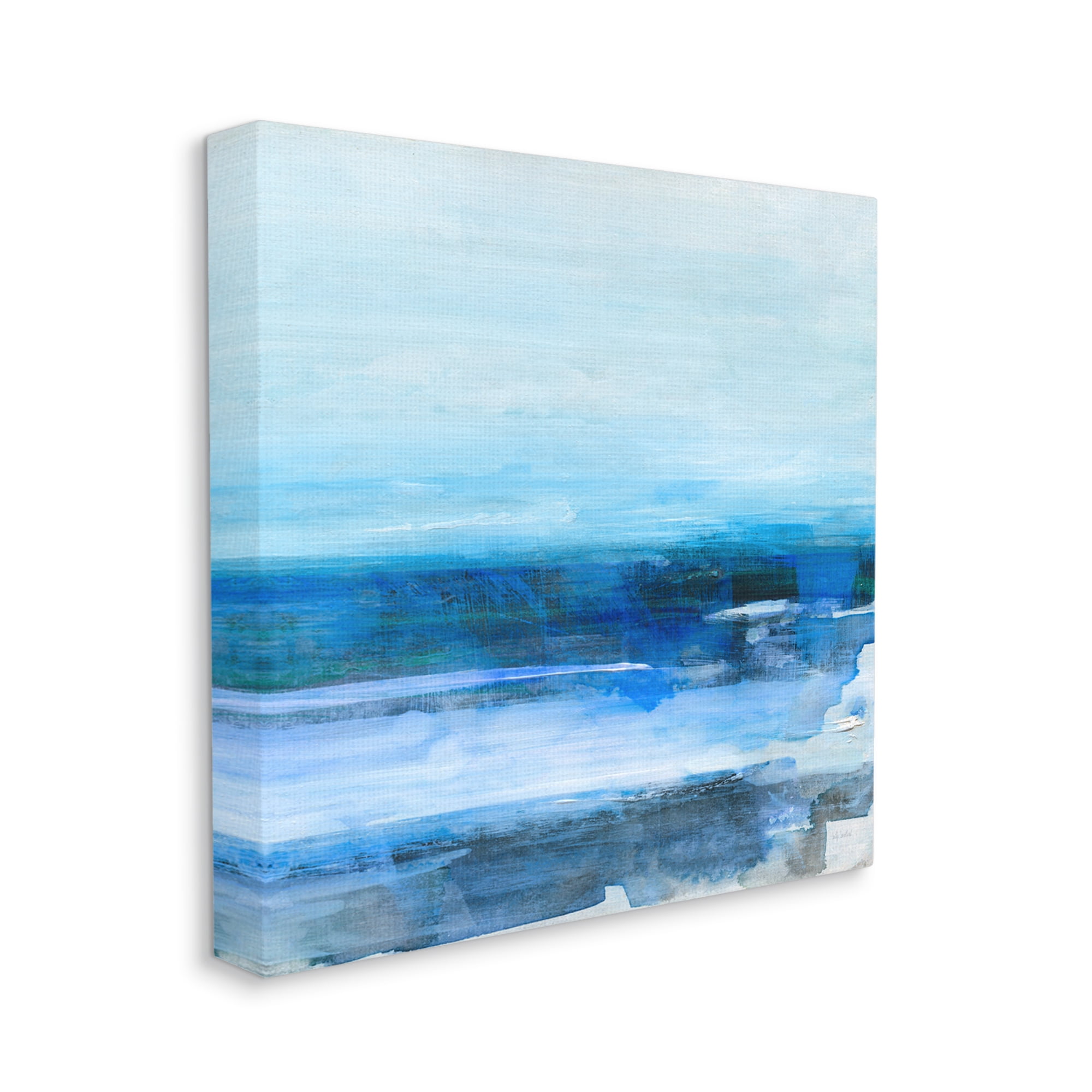 Stupell Industries Modern Ocean Beach Scene Abstract Painting Gallery Wrapped Canvas Art Print Wall Art, 17 x 17