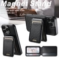 thumbnail image 4 of ELEHOLD for iPhone 14 Plus Wallet Case, Luxury PU Carbon Fiber Texture Leather Card Holder for Women Men Magnetic Flip Kickstand Detachable Credit Slot Shockproof Case for iPhone 14 Plus,Black, 4 of 9
