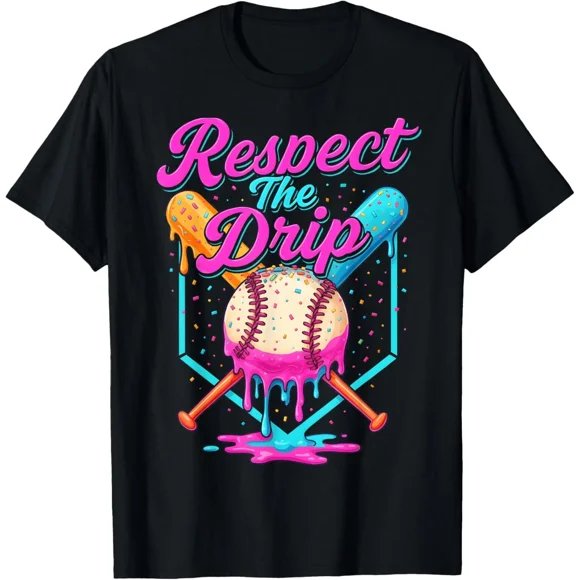 Baseball Drip Boys Home Plate Ice Cream Respect The Drip Graphic Unisex T-Shirt NG1029, S-5XL
