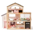 thumbnail image 4 of Robud Wooden Dollhouse, 6 Rooms Wooden Doll House with 29Pcs Furniture Set, Working Elevator, Garage, Swimming Pool, Ideal Gift for Kids Ages 3+ (Modern Black), 4 of 8