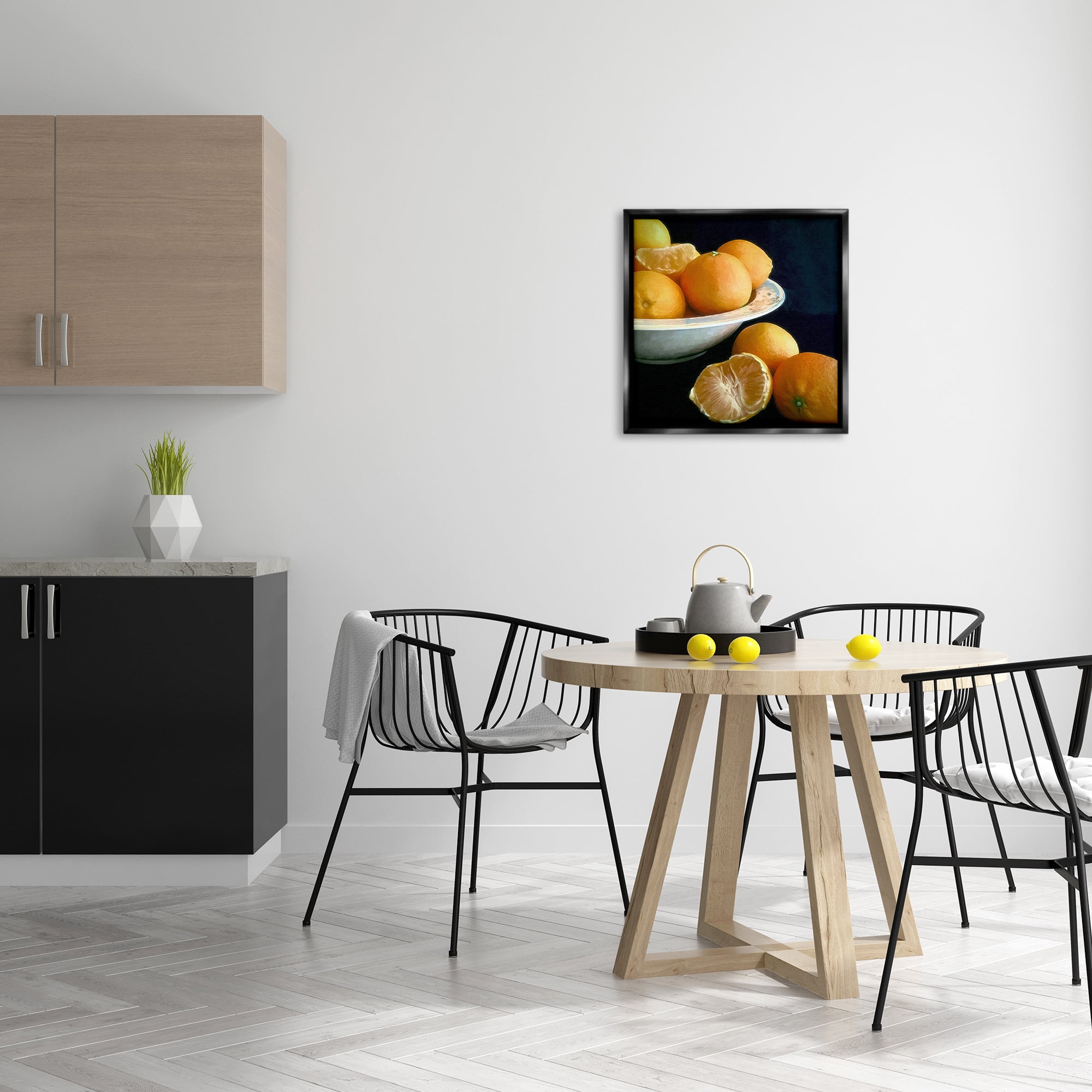 Stupell Industries Peeled Oranges Still Life Food & Beverage Painting Black Floater Framed Canvas Art Print Wall Art, 25 x 25