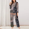 thumbnail image 2 of Salouo Black Dragon Cliff Dawn Pattern Women's Pajamas Set Long Sleeve Button Down Sleepwear Soft Pj Lounge Sets for women 2 Piece Pjs Set with Long Pants-X-Large, 2 of 7