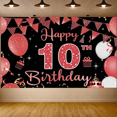 thumbnail image 4 of 10th Birthday Banner Backdrop Decorations for Girls 10 Year Old Birthday Party Poster Rose Gold Ten Birthday Photo Sign Props, 4 of 4