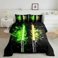 thumbnail image 2 of Erosebridal Galaxy Lightsaber Bedding Comforter Set, Green Orange Down Comforter, Watercolor Print Decor, Reversible, 2 of 7
