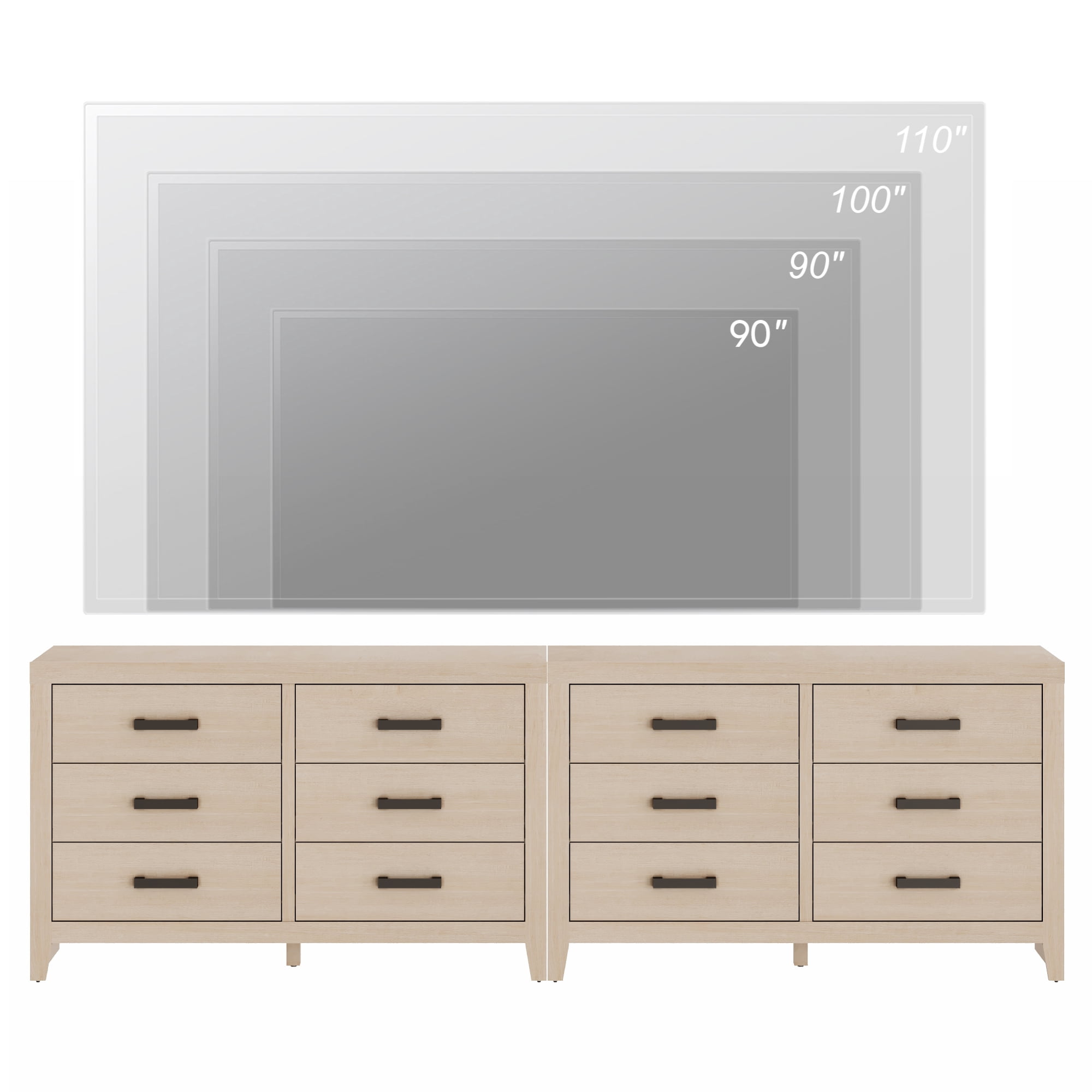 WAMPAT TV Stand for TVs up to 110 Inch, Farmhouse Wood Entertainment Center with 12 Drawers, Storage Media Console Cabinet for Living Room