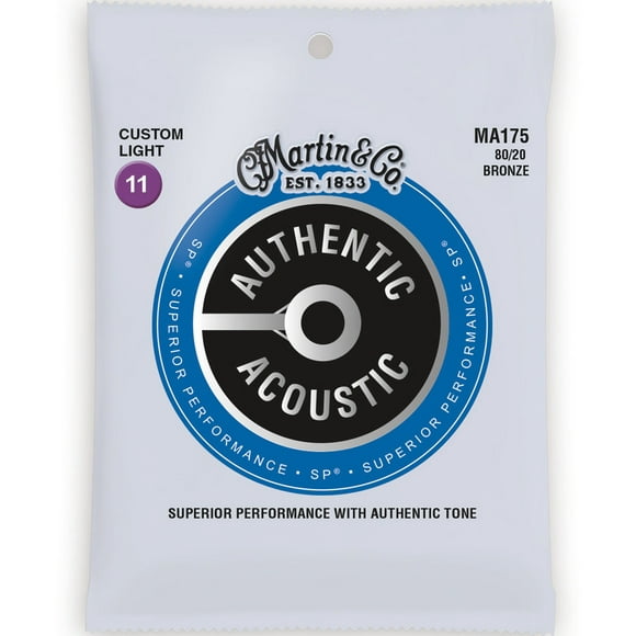 Cordes de guitare acoustique Martin Authentic SP - 80/20, Custom Light