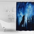 thumbnail image 2 of Forest Shower Curtain, 48" x 72", Wolf Stars Silhouette Night Blue Sky Waterproof Bathroom Curtain Washable Shower Curtain Set with 12 Hooks, 2 of 6
