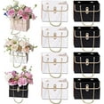 thumbnail image 1 of Xiao Hua 8 cajas de regalo de papel con flores, bolsas para ramos, cajas de flores con asa, cajas para arreglos florales, bolsas para envolver regalos de boda y San Valentín (blanco y negro), 1 of 5