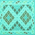 thumbnail image 1 of Ahgly Company Indoor Square Southwestern Turquoise Blue Country Area Rugs, 5' Square, 1 of 4