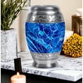 thumbnail image 7 of MUKTIVE Abstract Cremation Urns for Human Ashes Adult Men - Blue Memorial Urn for Ashes for Women - Large Funeral Urns for Adult Male - Burial Combo Urn for Loss of Parents (1 Large, 4 Keepsake), 7 of 7