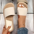 thumbnail image 5 of Mepaouo Women's Flat Slide Sandals Linen Sole Summer Beach Shoes Cushioned Footbed Slip on Slippers, 5 of 8