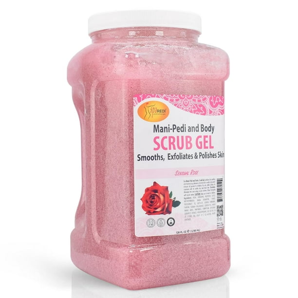 SPA REDI - Gel exfoliante de piedra pómez de rosa sensual exfoliante hidratante y nutritivo infundido con aminoácidos de ácido hialurónico pantenol y extracto de consuelda para una piel suave y brilla