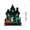 thumbnail image 2 of Spire Haunted House Wooden Tabletop Ornament Witch Silhouette Halloween Desktop Statue, 2 of 4