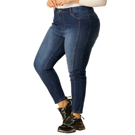 MODA NOVA Juniors' Plus Size Stretch Mid Rise Washed Skinny Jeans