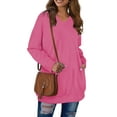 thumbnail image 3 of Fantaslook V Neck Sweatshirts for Women Casual Long Sleeve Tops Oversized Sweatshirt With Pockets, 3 of 8