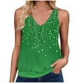 thumbnail image 2 of Tank Tops for Women under $5 Sleeveless Floral Printed V Neck T-shirt Green L, 2 of 4