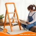 thumbnail image 6 of ToolArtess 3 Step Ladder Folding Step Stool with Wide Anti-Slip Pedal, Aluminum Portable Step Ladders for Home, 580 lbs Capacity, Orange, 6 of 6