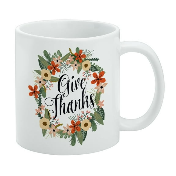 Give Thanks Thankfulness Thank You White Mug