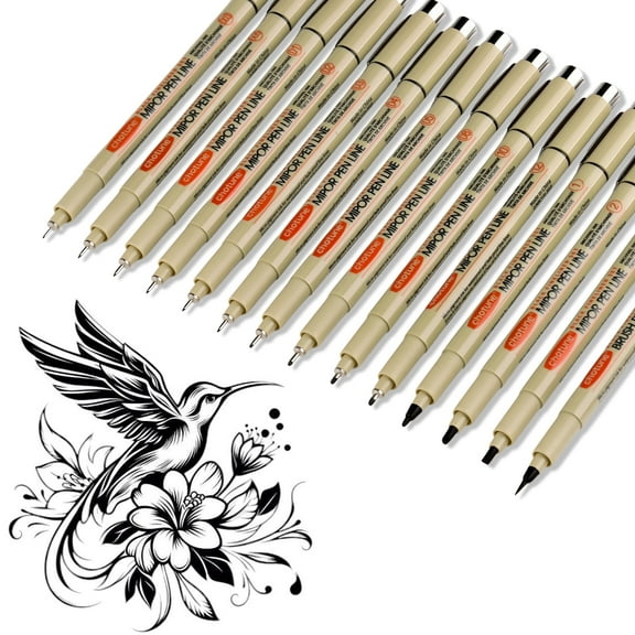 14 Pack Micro Fineliner Pens,Drawing Art Pens,Archival Pen Waterproof Ink Set Artist Supplies Archival Inking Markers Sketch Outline Pen, Precision Drawing and Sketching Kit