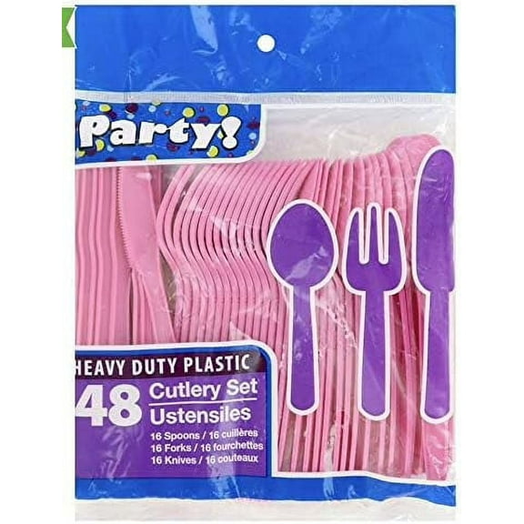 Heavy Duty Plastic Cutlery 48-Piece Set (Spoons, Forks, Knives)