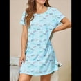thumbnail image 5 of Nightgowns for Women Short Sleeve Night Shirts Women Print Sleep Shirts Sleepwear Blue Butterfly XL, 5 of 7