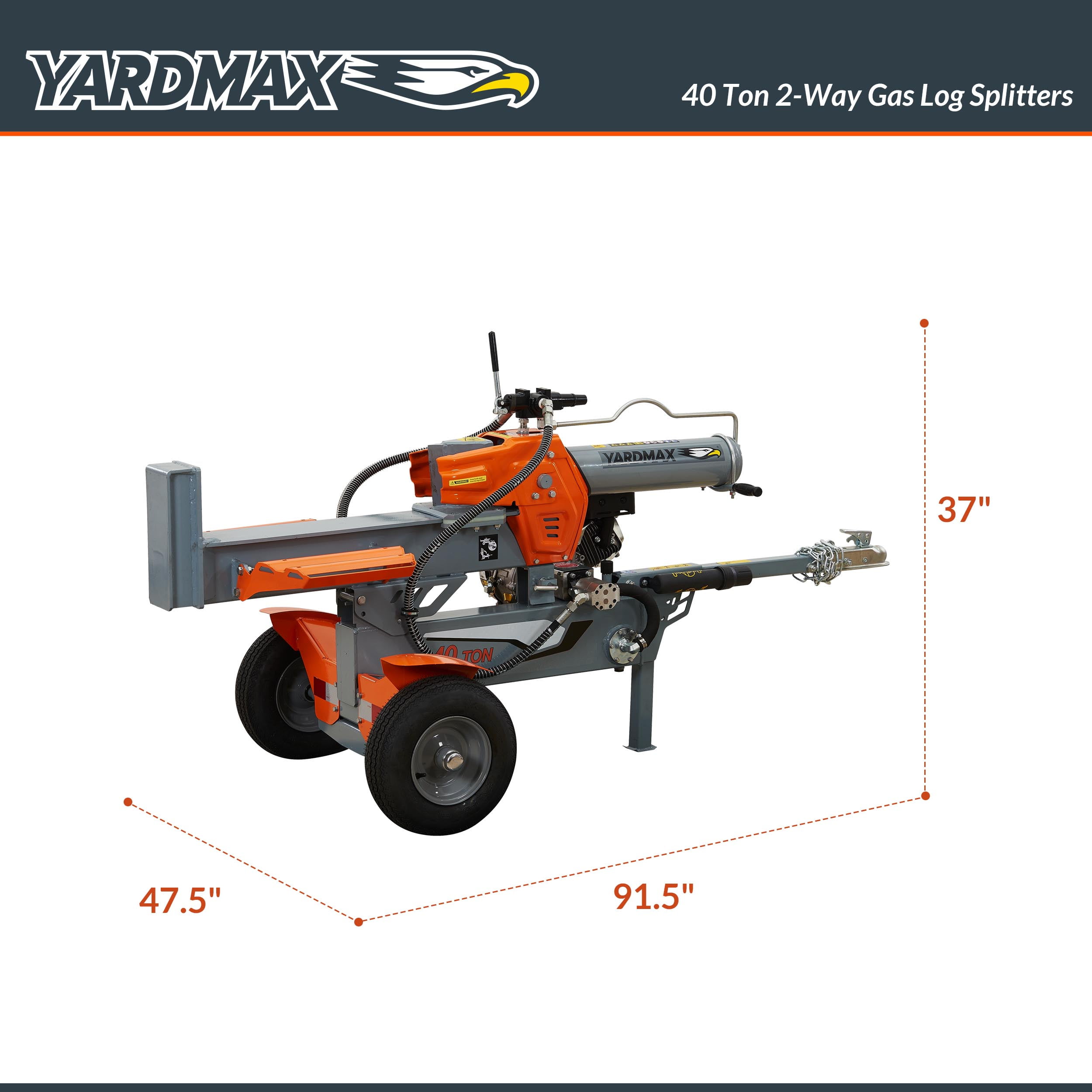 Yardmax Gas Log Splitter 40 Ton 2-way Half Beam Briggs & Stratton Engine XR1450