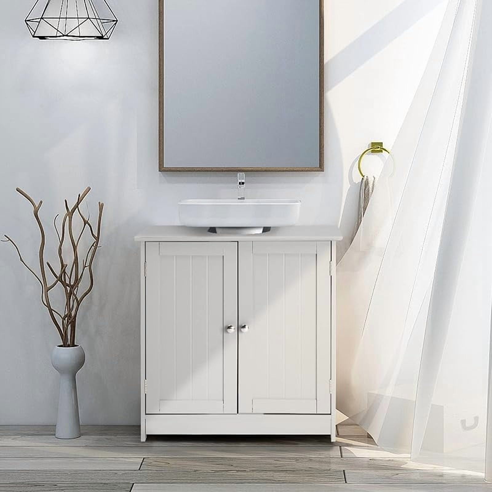 Pedestal Sink Storage Cabinet with 2 Doors Traditional Under Sink Cabinet Bathroom Space Saver Organizer with Adjustable Shelf 23 5/8" W x 11 7/16" D x 23 5/8" H