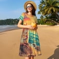 thumbnail image 4 of Balery Island Beach Guinea Pig Vestidos sueltos de manga corta para mujer, vestidos de verano 2025, vestidos casuales de corte A con vuelo., 4 of 6