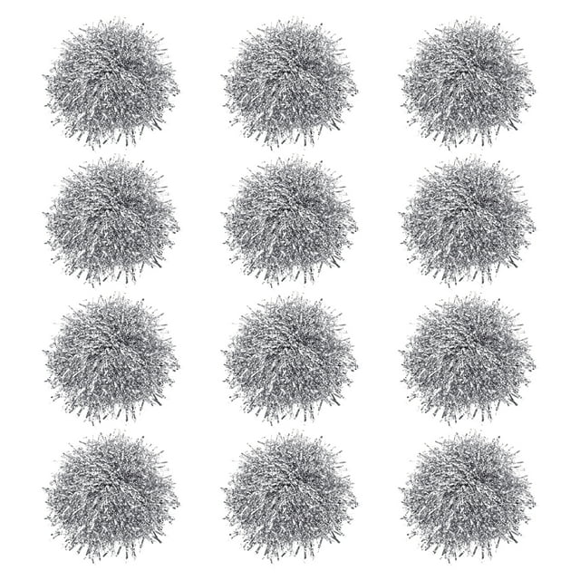 Unique Bargains Cheerleading Pom Poms with Finger Holes Metallic Foil Cheering Hand Flower, Silver, 12 Pack