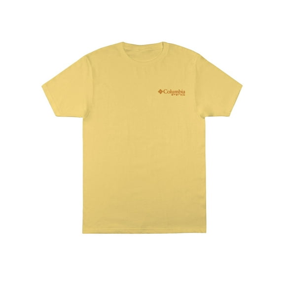 COLUMBIA Mens Yellow Graphic Cotton Classic T-Shirt S