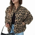 thumbnail image 3 of Women'S Leopard Print Wool Coat Button Down Stand Collar Jacket with Pockets Leopard Print XL, 3 of 9