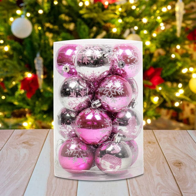 16 Adornos Navideños de Plástico de 6 Cm para Colgar En Interiores, para Fiestas de Año Nuevo y Navidad.