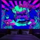 thumbnail image 4 of Póster de pared Trippy reactivo UV, tapiz de decoración de habitación Hippie, tapiz de pared de esqueleto, 4 of 6