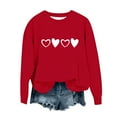 thumbnail image 4 of Girls Red Heart Print Sweatshirt, Soft Long Sleeve Crewneck, Valentine's Day Kids Top, Stretchy Machine Washable Cute Casual Shirt for Youth,Size 4 T, 4 of 9