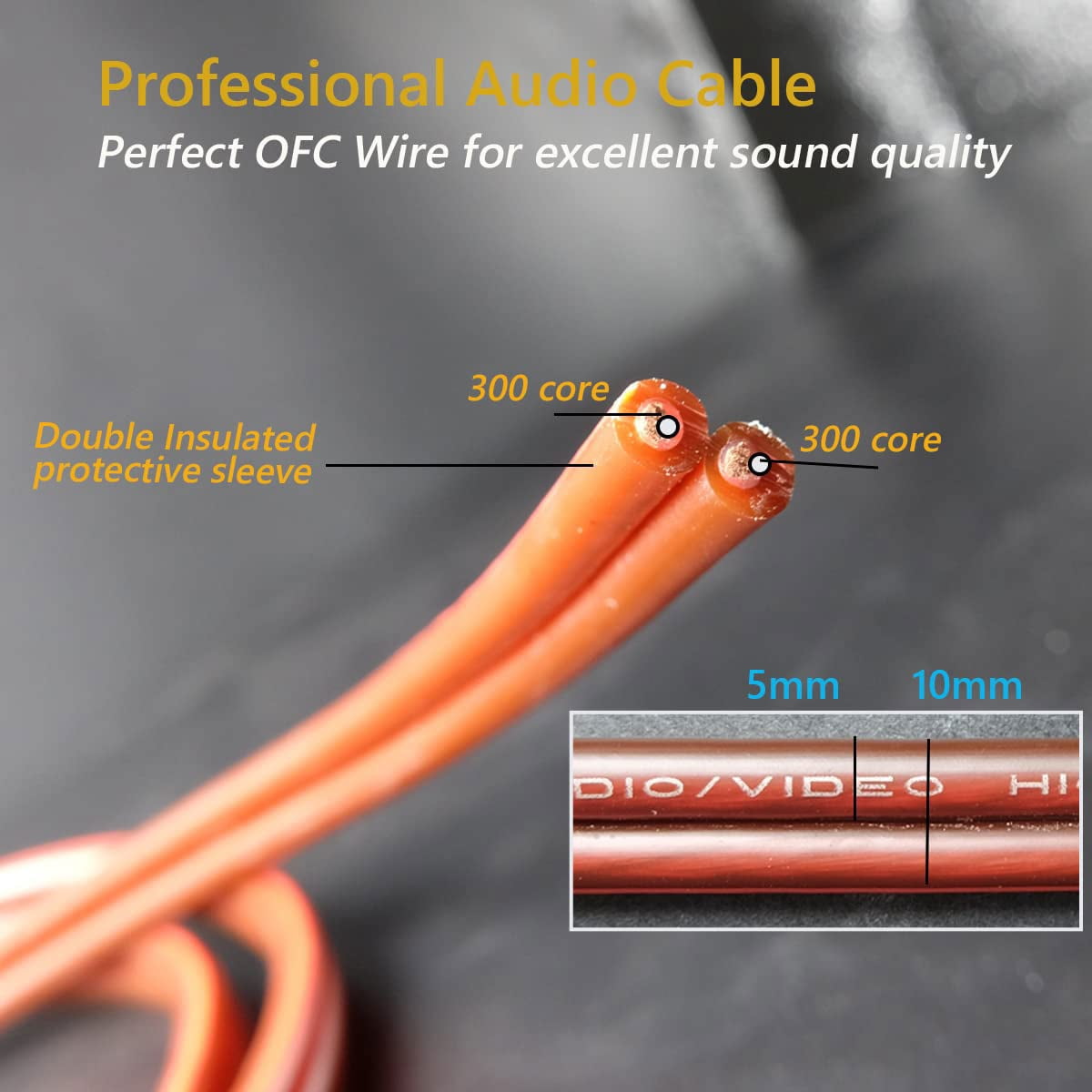 UCINNOVATE 2 Pack High-End OFC HiFi Speaker Cable with Banana Plugs, Gold-Plated Banana Tips Male to Male 600 Strand 14 AWG for Home Theater (2m/6.56FT)