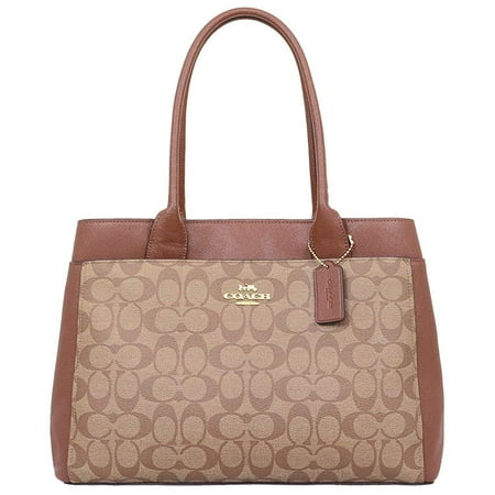 - NEW WOMEN'S COACH (F31475) SIGNATURE BROWN KHAKI SADDLE PVC CASEY TOTE HANDBAG