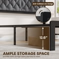 thumbnail image 3 of Bolvdo Full Upholstered Bed Frame with Tufted Headboard, Heavy-Duty Metal Support, Noise-Free, No Box Spring Needed, Easy Assembly, Grey, 3 of 7