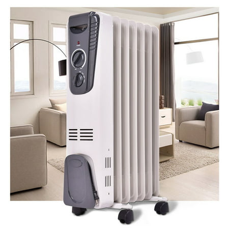 Costway 1500W Electric Oil Filled Radiator Space Heater 5.7 Fin Thermostat Room