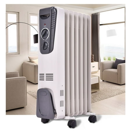 Costway 1500W Electric Oil Filled Radiator Space Heater 5.7 Fin Thermostat Room (Best Efficient Electric Heater)